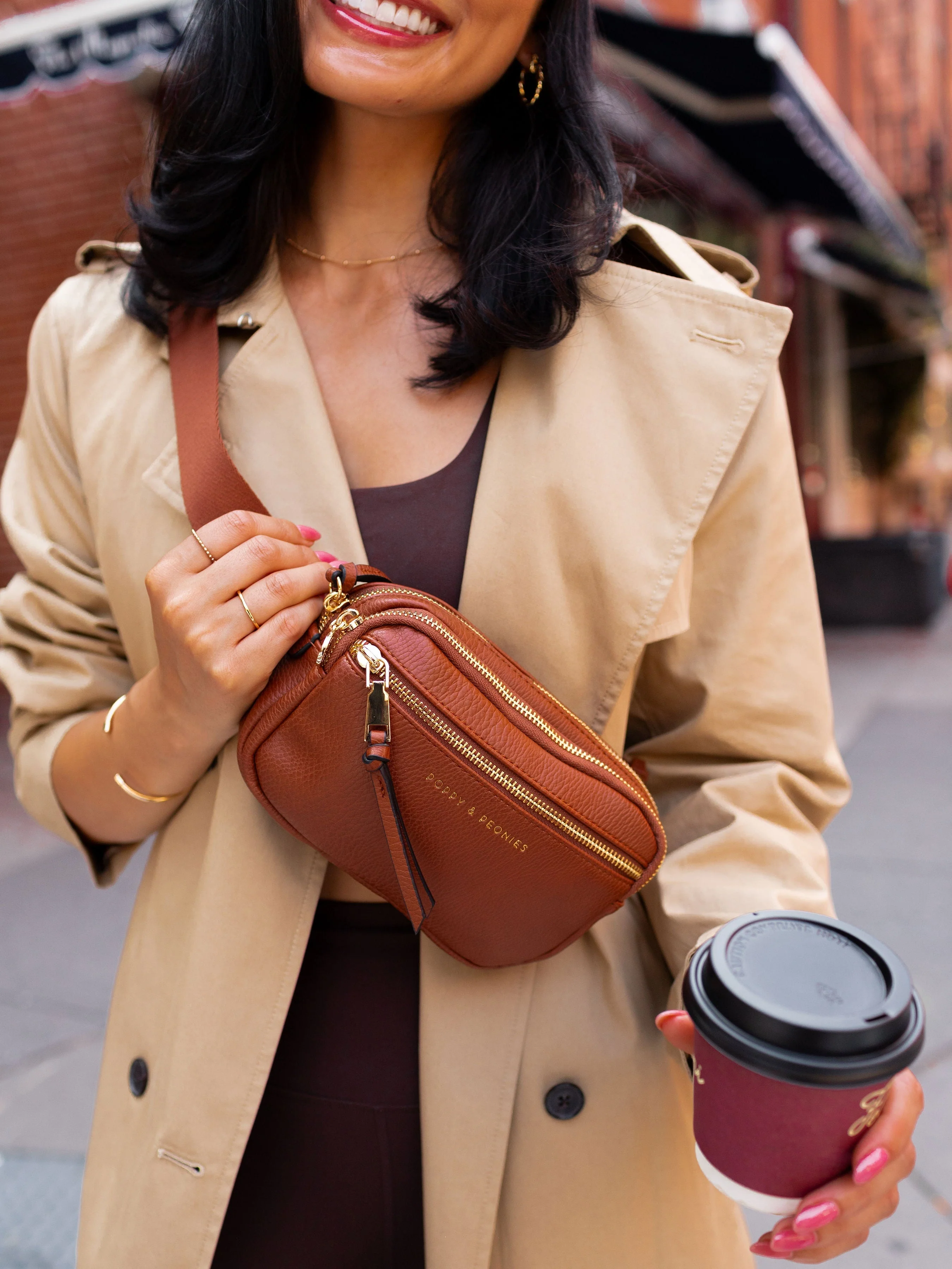 On The Run belt bag vegan leather chestnut - Image 3