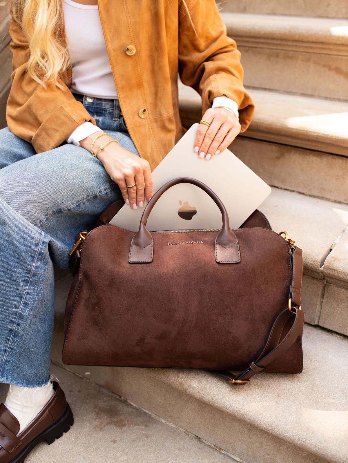 Uptown Tote Suede Espresso - Image 5